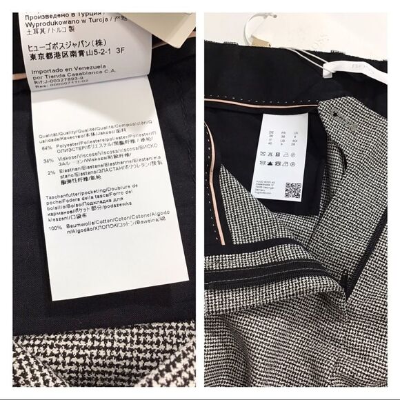 Boss Women Tulea3 Black High Waist Wide Leg Trouser Pants Houndstooth New Size 4 - Picture 6 of 16